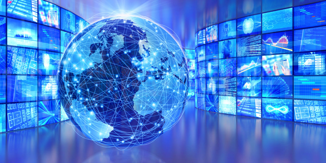 Global television broadcasting, multimedia images around the world